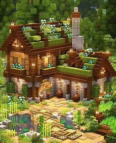 Minecraft Spruce Cottage House, Jungle Houses In Minecraft, Spruce And Stone House Minecraft, Minecraft Houses With Spruce, Cute Forest House Minecraft, Dark Spruce House Minecraft, Simple Wood House Minecraft, Minecraft House Without Texture Pack, Wood House In Minecraft