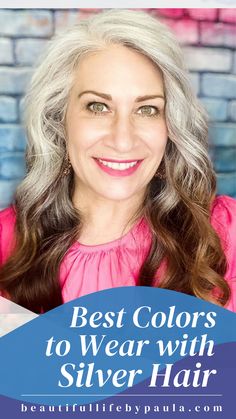 Best clothing colors to wear with silver hair, white, gray, salt-and-pepper, transitioning-to-gray, or platinum hair. Also learn your skin undertone so you know what clothing colors will look best on you! | gray hair tips | gray hair fashion | silver hair tips | over 50 fashion | clothing for women over 50 Reverse Gray Hair, Over 50 Fashion, Over 40 Hairstyles, Long Silver Hair, Grey Hair Over 50, Salt And Pepper Hair, Beautiful Gray Hair, Gray Hair Growing Out, Hair Issues