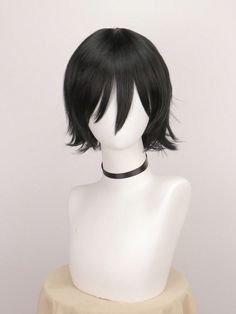 Negro  Collar  Fibra de Alta Temperatura  Pelucas tejidas porque Embellished Collar Drawing Reference, Black Clover Cosplay, Short Black Hair Wig, Black Wig Short, Boy Wig, Short Black Wig, Short Black Wigs