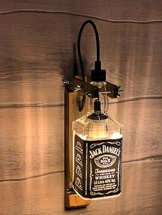 Whiskey Bottle Crafts, Whiskey Bottle Lamp, Whisky Jack Daniels, Liquor Bottle Lamp, Bottle Projects, Lamp Kitchen, Vintage Compass