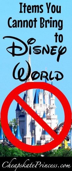 there is a sign that says, items you cannot bring to disney world