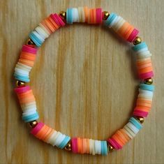 Please Do Not Hesitate To Message Me If You Want The Bracelet Bigger Or Smaller. Or Want It Customized! ( )( ) Vacation Clay Bead Bracelets, Clay Bead Bracelet Aesthetic, Tropical Clay Bead Bracelets, Clay Bead Ideas Bracelet, Mommy Bracelets, Tropical Bracelets, Bracelets Heishi, Make Clay Beads, Clay Bead Bracelets