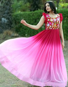 Trendy Designer Faux Blooming Readymade Gown Processing Time : 20-25 Working Days Work : Sequence Multi Embroidery Work Fabric:Faux BloomingColor:Pink Gown Indian Wedding, Sequin Anarkali, Anarkali Wedding, Long Gown Indian, Embroidery Anarkali, Kids Kaftan, Dress Kurti, Casual Abaya, Gown Indian