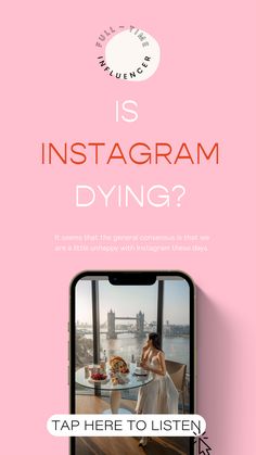 an advertisement for instagramm is displayed on a pink background