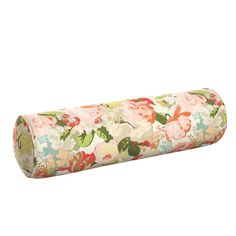 an image of a rolled up pillow with flowers on it's back and sides