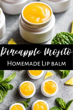 This recipe for Pineapple Mojito Lip Balm is super fruity and fun for homemade gifts! It's an easy to make DIY, and it's a great one to have around in your green skin care line up.  #diy #skincare #lipbalm #greenbeauty Chapstick Recipe Homemade, Green Skin Care, Pineapple Mojito, Green Skincare, Lip Balm Recipes, Natural Beauty Recipes, Homemade Lip Balm, Skin Care Line