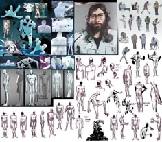 an image of various poses and body shapes for the character model sheet, including human figures