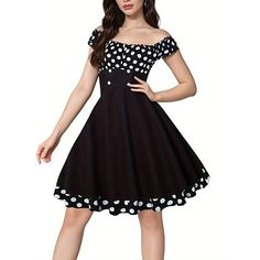 Fabric:Polyester; Sleeve Length:Sleeveless; Gender:Women's; Style:Retro; Occasion:Date,Party,Going out,Summer Dress; Dresses Type:Vintage Dress; Pattern:Polka Dot; Design:Print; Neckline:Off Shoulder; Listing Date:04/10/2024; 2024 Trends:2023; Bust:; Length:; Fit US Size:; Fit UK Size:; Fit EU Size:; Dress Length Type:Midi Dress; Print Type:Print Vintage Print Dress, Trends 2023, 2024 Trends, Polka Dress, Dot Design, Dress Midi, Types Of Dresses, Vintage Dress, Dress Pattern