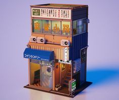 A cool mini shop 🎀 u need a cardboard + some other common supplies for making this cutieee ✨ Japanese Town, Desenhos Gravity Falls, Sims 4 House Design, Isometric Design