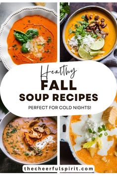 These are the best and healthy fall soup recipe that'll warm you up this fall! Enjoy your chilly nights with any of these creamy soup recipes! Fall Soup Recipes Healthy, Quick Chicken Noodle Soup, Vegan Pumpkin Soup, Curried Lentil Soup, Creamy Soup Recipes, Coconut Curry Soup, Comfort Soup Recipes, Creamy Mushroom Soup