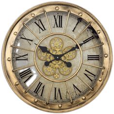 an old clock with roman numerals and gold trimming on the face, isolated against a white background