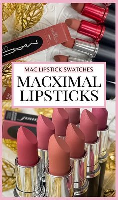 The complete review of the new MAC MACximal Silky Matte lipsticks with swatches, from nude lipsticks like Velvet Teddy to red and mauve lipsticks! Mac Lipstick Swatches