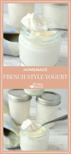 homemade french style yogurt in small jars