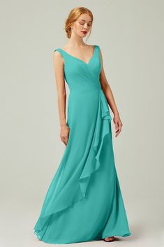 Blue Turquoise Plus Size Bridesmaid Dress, Elegant Bridesmaid Dress, Elegant Bridesmaid Dresses, Dress With Pleats, Floor Length Chiffon Bridesmaid Dresses, Ruffle Fabric, Plus Size Bridesmaid, Bridesmaid Dresses Plus Size, Chiffon Bridesmaid Dress