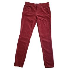 New Calvin Klein Jeans Red Brick Velvet Leggings Nwt New With Tags! Mid-Rise Button Closure, Zip Fly Skinny Leg Soft Velvety Feel Stretchy Cotton/Elastane Color: Red Brick Size: 6 Waist: 15" Across Rise: 9" Inseam: 29" Measurements Are Approximate And Taken While Garment Is Laying Flat Trendy Fitted Calvin Klein Bottoms, Trendy Red Bottoms With Button Closure, Red Buttoned Bottoms For Work, Red Fall Bottoms With Button Closure, Velvet Jeans, Calvin Klein Red, Velvet Leggings, Red Bricks, Womens Calvin Klein