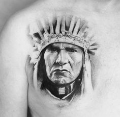 Katowskink Indian Chief Wolf Tattoo, Indian Chief Headdress Tattoo, Lion With Indian Headdress Tattoo, Wolf Headdress Tattoo Design, Wolf With Indian Headdress Tattoo