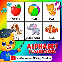 the alphabet flashcards are available for children to learn