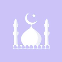 the silhouette of a mosque with a crescent and star on it's roof, against a purple background