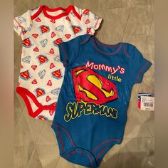 Superman Onesies For Baby Size 3 Months Casual Blue Onesie For Playtime, Playful Blue Onesie With Cartoon Print, Cute Blue Onesie For Playtime, Fun Blue Cotton Onesie, Playful Blue Cotton Onesie, Superman Baby Shower, Superman Baby, Baby Color, Avengers Superheroes