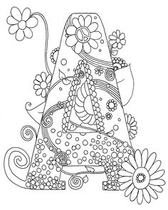 a coloring page with the letter a in it's center, surrounded by flowers