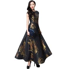 Flare Maxi Dress Color: Black Sizes: 2, 4, 6, 8, 10, 12 Flare Maxi Dress, Gown Princess, Women Embroidery, Dresses Ladies, Maxi Gown, Princess Dresses, Flowers Vintage, Maxi Gowns, Embroidery Ideas