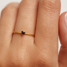 Rings | PDPAOLA Black Heart Ring, Hand Jewelry Rings, Jewelry Staples, Smink Inspiration, Silver Heart Ring, Basic Jewelry, Gold Rings Fashion, Gold Ring Designs, Gold Rings Jewelry