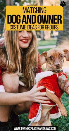 Matching Dog and Owner Costume Ideas for Groups Friend Group Costume Ideas, Family Halloween Costumes With Dog, Halloween Costumes With Dog, Costume Ideas For Groups, Dog And Owner Matching, Dog And Owner Costumes, Dog And Owner, Matching Halloween Costumes, Matching Halloween