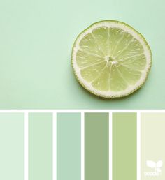 a lime green color scheme with shades of pale blue and light green