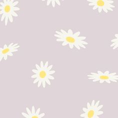 white daisies with yellow centers on a light purple background wallpaper design by person