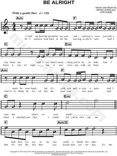 sheet music with the words be alright