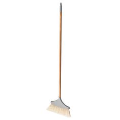 a long handled broom with wooden handle on a white background