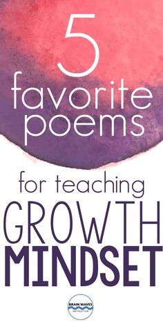 the cover of five favorite poem for teaching growth minds, with pink and purple watercolors