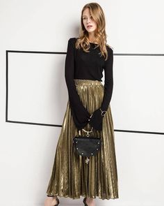 [xlmodel]-[size]-[9999Size Table Shiny Gold or Silver Pleated long Skirt. Elegant, Luxury expensive looking design, with stretched high waist pull on closure. S (US 8-10), M (US 10-12), L (US 12-14) Pattern Type: SolidDresses Length: Ankle-LengthStyle: CasualMaterial: SpandexSilhouette: PleatedWaistline: EmpireDecoration: None Compare the detail sizes with yours, pls allow 1~3cm differ due to manual measurement. Measurement In CM Size Waist Length S 64-92 95 M 66-94 96 L 68-98 97 Measurement In Chic Metallic Pleated Skirt, Fall Metallic Pleated Skirt, Metallic Pleated Skirt For Spring, Metallic Pleated Skirt Bottoms For Spring, Spring Metallic Pleated Skirt, Metallic Lined Skirt For Fall, Metallic Pleated Bottoms For Party, Fall Metallic Lined Skirt, Elegant Metallic Pleated Bottoms