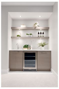 a kitchen with an oven and shelves filled with plants