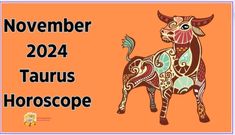 the zodiac sign for taurus horoscope on an orange background with black lettering