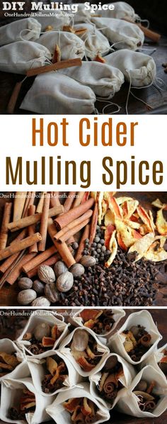 hot cider mulling spice recipe with cinnamons, nuts and spices in it