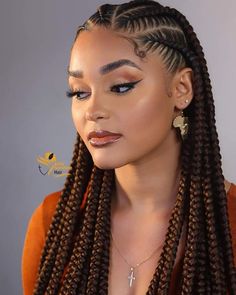 Feed In Braids Cornrows With Box Braids, Slanted Cornrows Braids, Formal Cornrow Hairstyles, Large Fulani Braids Hairstyles, Anahi Hair, Lemonade Cornrows, Vacation Braids, Cornrows Ideas, Cornrow Hairstyle