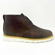 Condition: New Size: Men's  Material: Leather Color: Brown Style: Sneakers Casual High-top Chukka Boots With Goodyear Welt, Brown Casual Chukka Boots With Goodyear Welt, Brown Casual Boots With Contrast Sole, Casual Brown Boots With Contrast Sole, Casual Leather Chukka Boots With Contrast Sole, Casual Brown Low-top Chukka Boots, Casual Brown Chukka Boots With Textured Sole, Urban Brown Leather Boots, Mens Casual Sneakers