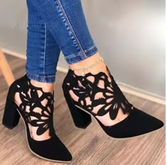 Summer Women Shoes, Thick High Heels, Womens Suede Boots, Chunky Heel Sandals, Summer Boots, Chunky Heels Sandals, Pointed Toe Heels, Black High Heels, Women Sandals