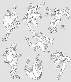 an image of people doing different things in the air with their feet up and hands out