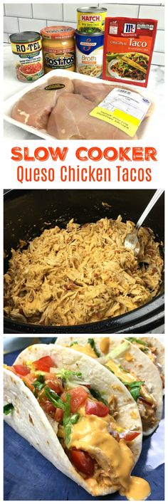 slow cooker quesadilla chicken tacos are the perfect meal for busy nights