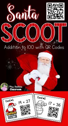 santa scoot addition to 10 with qr codes for christmas and new year's eve