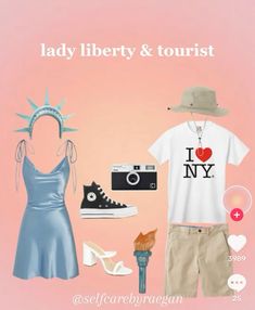 the lady liberty and tourist outfit is on display