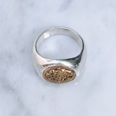 Mixed metal Jaguar Ring with a 925 sterling silver band and gold-toned brass engraved Jaquar. The Aztec, Mayan's and Inca built temples to the Jaguar spirit animal which represents power, confidence, and focus. This ring is available in both Men's and Women's sizing. Available in Brass Band with 925 Sterling Silver Signet https://etsy.me/2RcLoMl Ring Size Available in all sizes. Please be sure to find your exact ring size for the finger you want before ordering. See image chart above or you can Silver Brass Jewelry With Engraving Option, Luxury Silver Brass Rings, Gold Engraved Sterling Silver Signet Ring, Brass Engraved Ring With Polished Finish For Anniversary, Gold Sterling Silver Rings With Etched Details, Gold Etched Sterling Silver Rings, Anniversary Brass Engraved Ring With Polished Finish, Anniversary Engraved Brass Ring With Polished Finish, Silver Polished Brass Rings