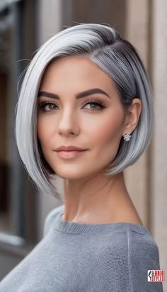 Grey Long Bob Hairstyles, Grey Hair Bob, Gray Short Hair, Gray Bob, Melena Bob, Bobs For Round Faces, Grey Bob Hairstyles, Gray Hairstyles