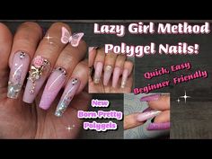 LAZY GIRL METHOD POLYGEL NAILS! WITH DANGLY! | NEW BORN PRETTY POLYGEL 😍 - YouTube Poly Gel Nails, Nail Art, Turn Ons