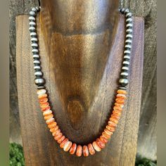 Sterling Silver Orange Spiny Oyster W Pearls Bead Necklace 18 Inch Best Offers Accepted! Orange Beaded Necklace, Oyster Necklace, Spiny Oyster, Bead Necklace, Sterling Silber, Pearl Beads, Color Orange, Womens Jewelry Necklace, Etsy Accessories