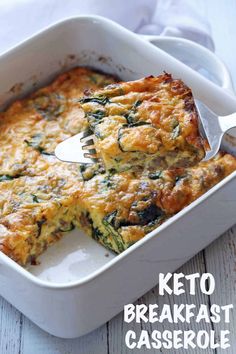 a white casserole dish with spinach and cheese