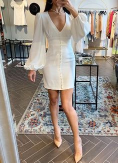 Party Style Outfit, Classy Fall Outfits, Robes Glamour, White Mini Dress Outfit, White Short Dress, Trend Fashion, Rehearsal Dinner