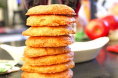 a stack of cookies sitting on top of a table